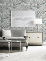 Seabrook Faux Marble Lunar Rock & Cerulean Wallpaper