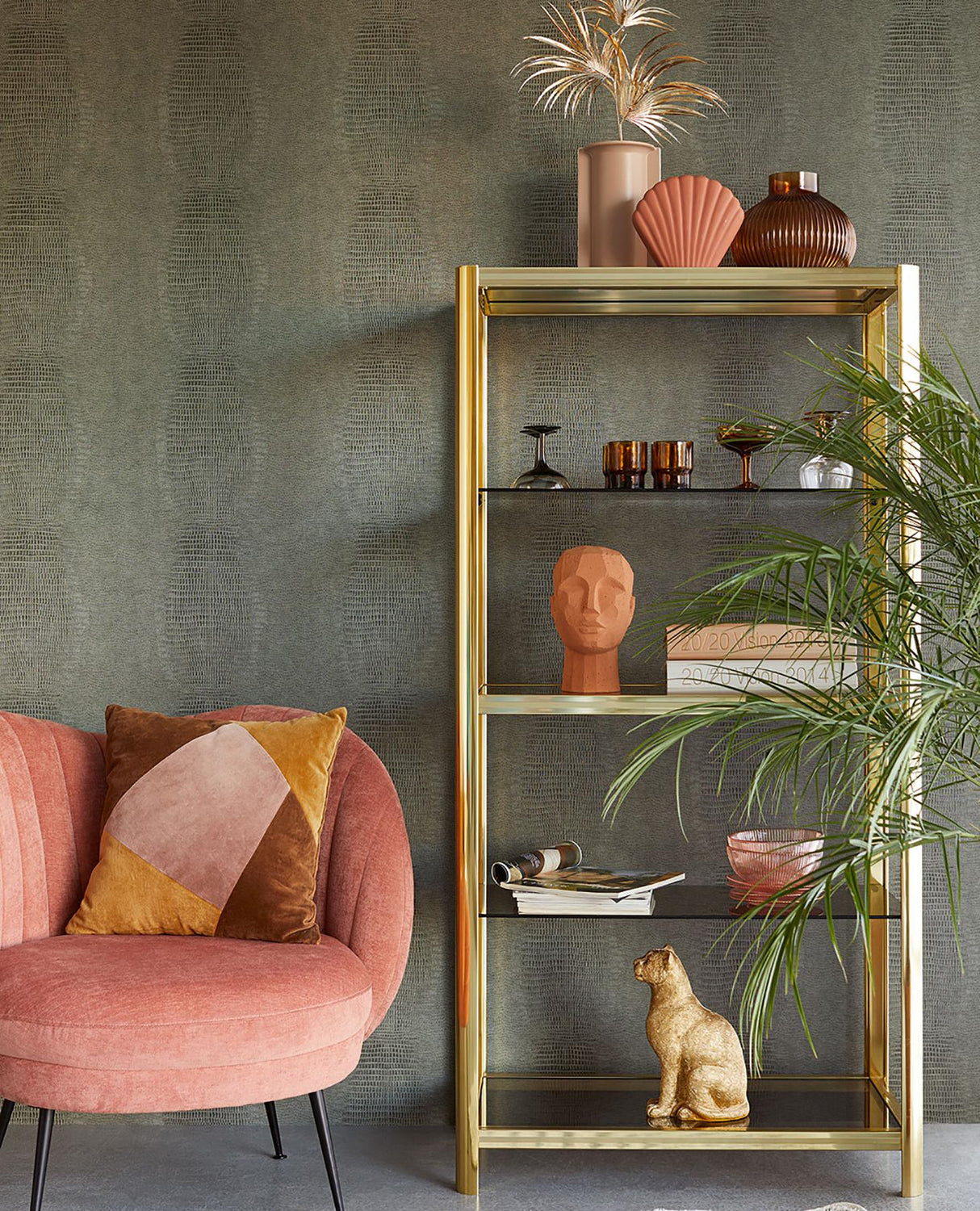 Brewster Home Fashions Eijffinger Skin Reptile Skins Olive Wallpaper