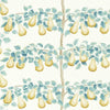 Sanderson Perry Pears Gold/Aqua Fabric