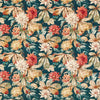 Sanderson Dahlia & Rosehip (Velvet) Teal/Russet Fabric