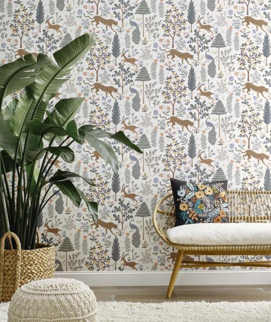 Rifle Paper Co. Menagerie Peel and Stick Cream Wallpaper