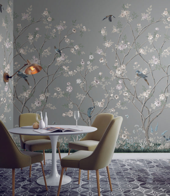 Ronald Redding Designs Lingering Garden Grey Wallpaper