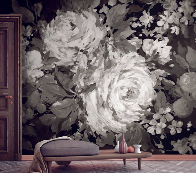 York Wallcoverings Impressionist Floral Grey & Neutral Wallpaper