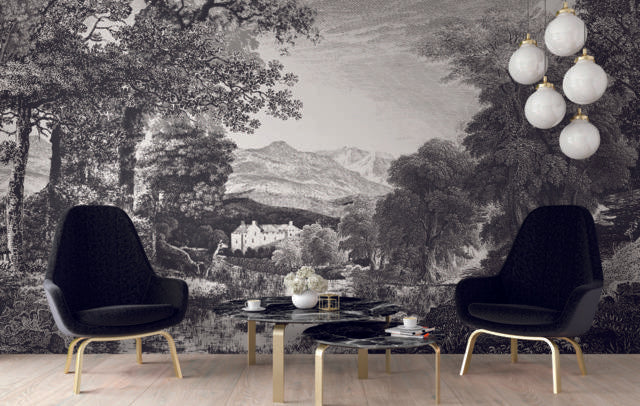 York Wallcoverings Provincial Scenic Black Wallpaper