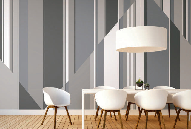 York Wallcoverings Pinwheel Stripe Grey Wall Mural