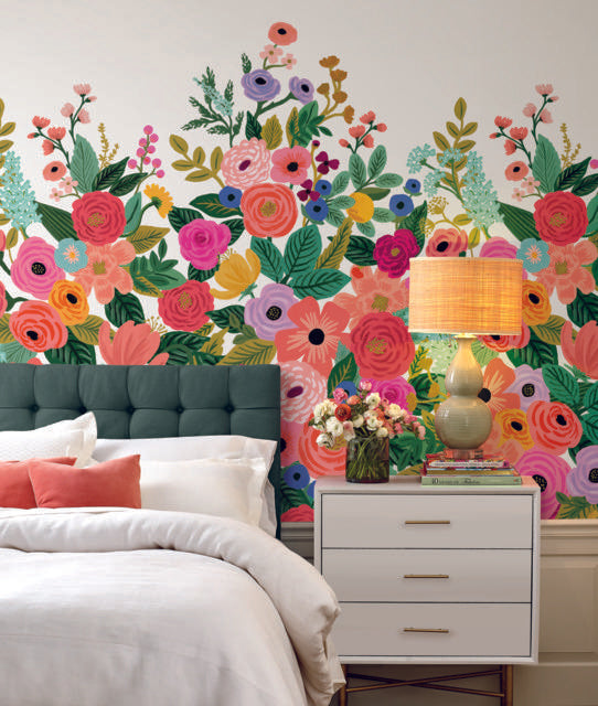 Rifle Paper Co. Garden PartyMural Cream/Bright Pink Wallpaper