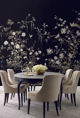 Ronald Redding Designs Flowering Vine ChinoMural Black Wallpaper