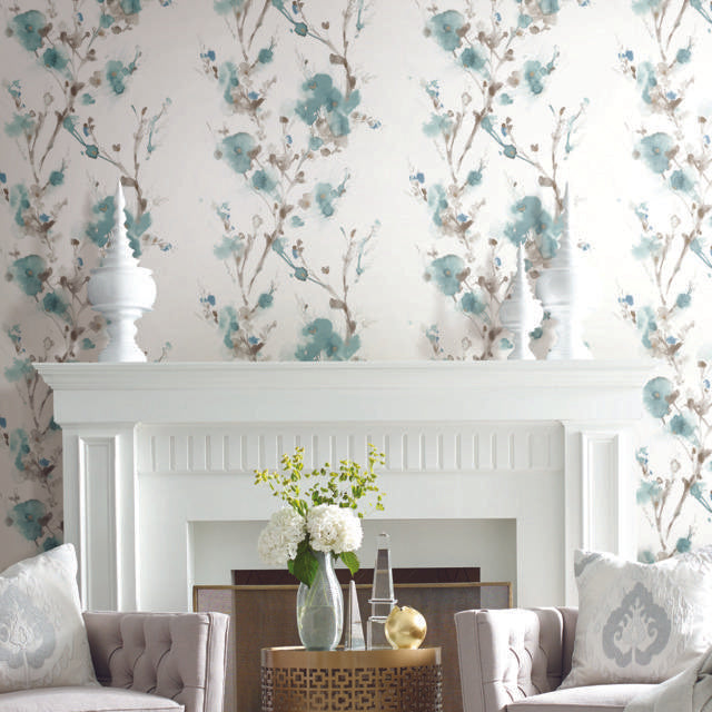 Candice Olson Charm Peel and Stick Teal Wallpaper
