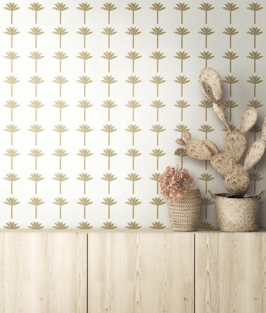 York Palm Bay Peel and Stick Gold Wallpaper