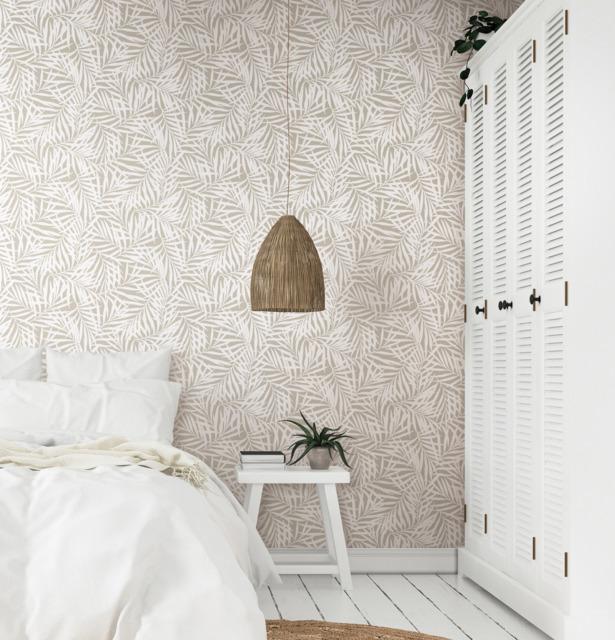 York Oahu Fronds Peel and Stick Off White Wallpaper