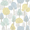 York Treetops Peel And Stick Aqua/Yellow Wallpaper