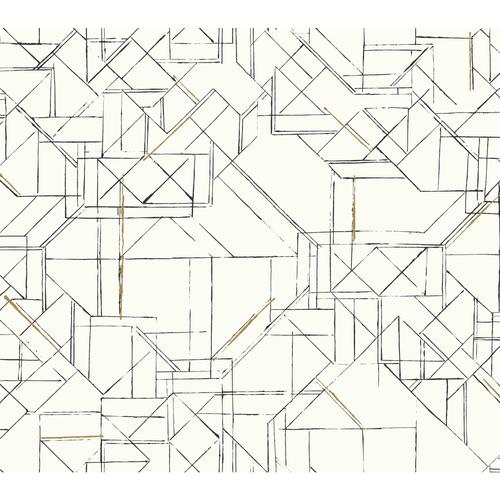 York Prism Schematics Peel and Stick Black/Gold Wallpaper