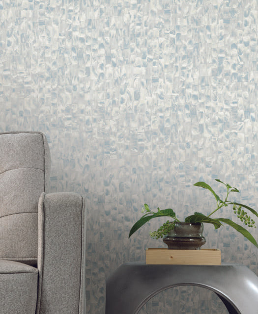 York Mother Of Pearl Peel and Stick Gray/Blue Wallpaper