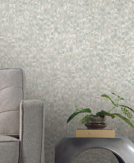 York Mother Of Pearl Peel and Stick Blue/Green Wallpaper