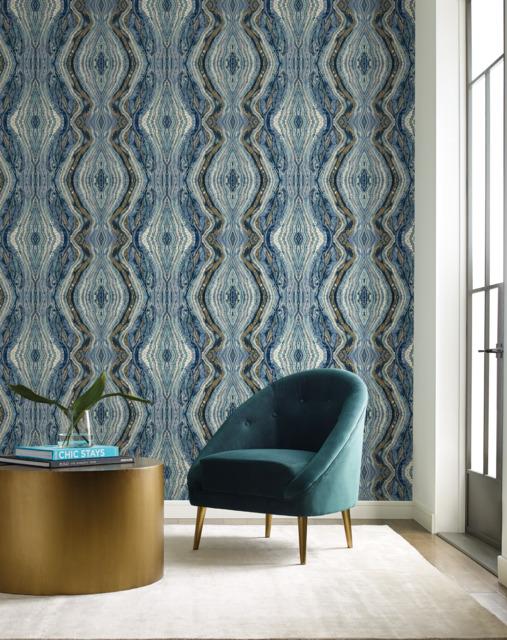 York Kaleidoscope Peel and Stick Blue Wallpaper