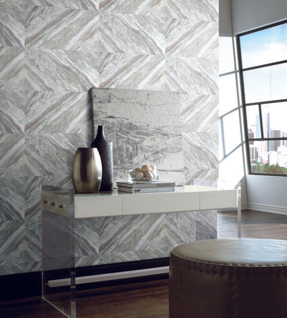 York Carrara Horizontal Peel and Stick White/Neutral Wallpaper