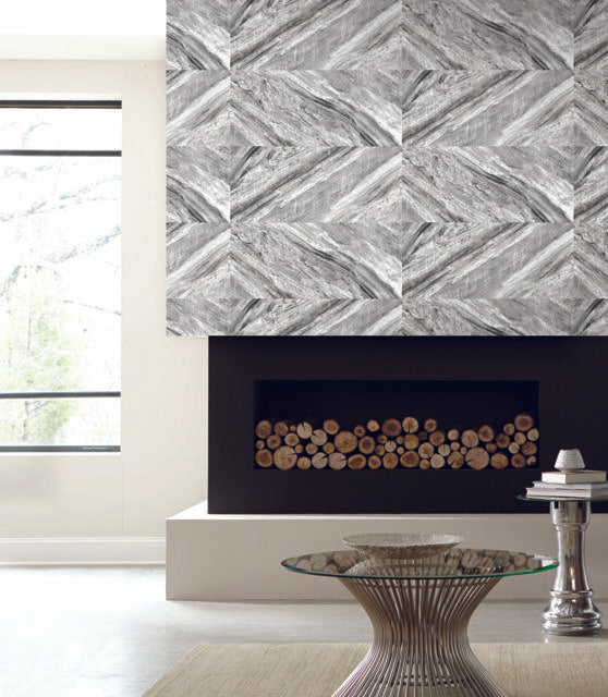 York Carrara Horizontal Peel and Stick Gray Wallpaper