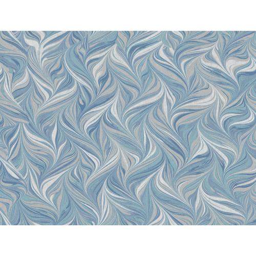 York Ebru Swirls Peel and Stick Blue Wallpaper