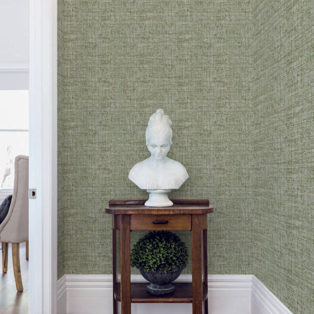 York Papyrus Weave Peel and Stick Green Wallpaper
