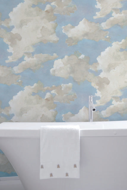 York Clouds on Canvas Peel and Stick Blue Wallpaper