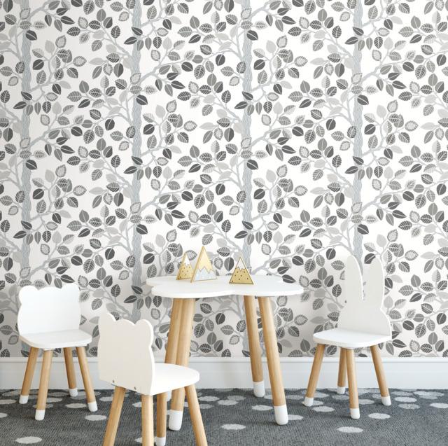 York Forest Leaves Peel and Stick Neutral Wallpaper