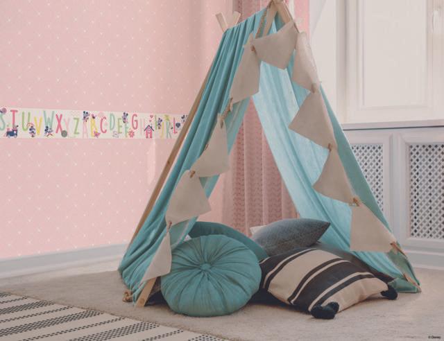 York Wallcoverings Disney Mickey Mouse Abc Pink Wallpaper