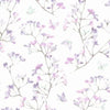 York Watercolor Branch Purple Wallpaper