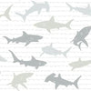 York Shark Charades Neutral Wallpaper