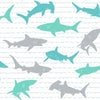 York Shark Charades Teal/Silver Wallpaper
