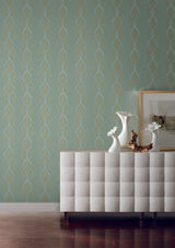 Antonina Vella Aurora Blue/Gold Wallpaper