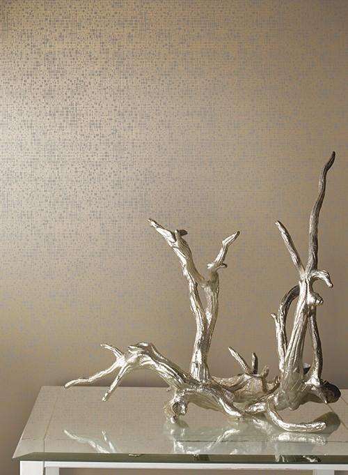 Antonina Vella Interactive Taupe & Gold Wallpaper