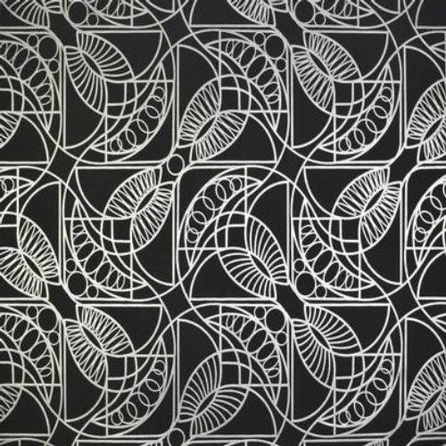 Antonina Vella Cartouche Black & Silver Wallpaper