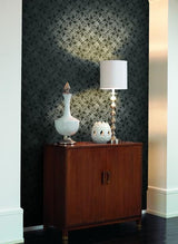 Antonina Vella Cartouche Black & Silver Wallpaper