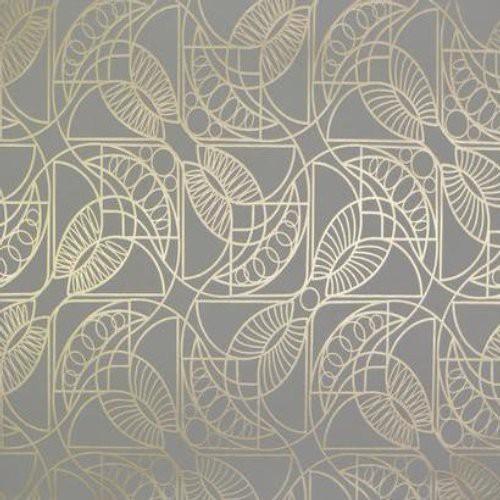 Antonina Vella Cartouche Grey & Gold Wallpaper