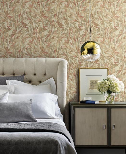 Antonina Vella Rainforest Leaves Red/Warm Grey Wallpaper