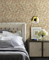 Antonina Vella Rainforest Leaves Red/Warm Grey Wallpaper