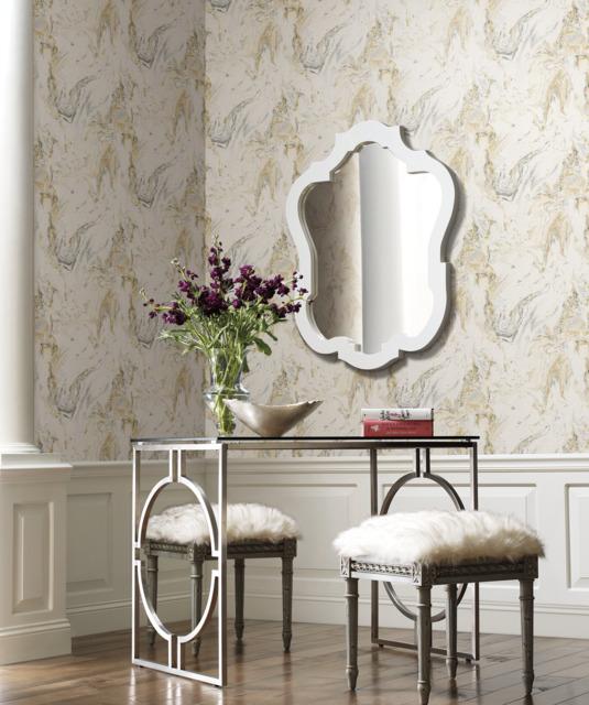 Antonina Vella Oil & Marble White/Black/Gold Wallpaper