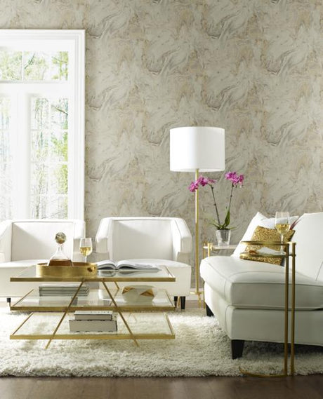 Antonina Vella Oil & Marble Mink/Gold Wallpaper
