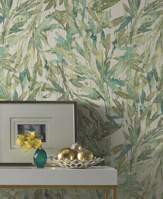 Antonina Vella Rainforest Leaves Teal/Greens Wallpaper