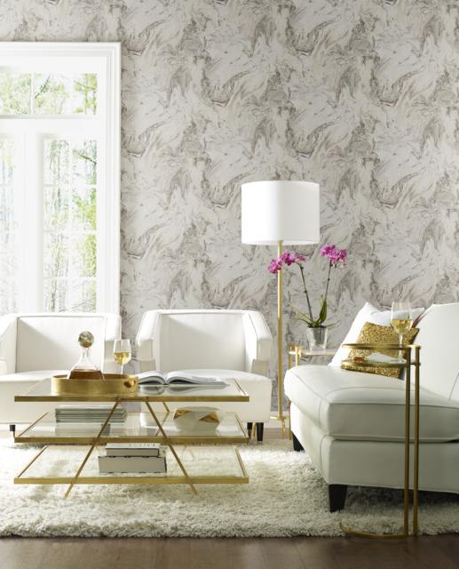 Antonina Vella Oil & Marble Grey/Glint Wallpaper