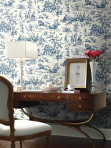 York Wallcoverings Seasons Toile Navy Wallpaper