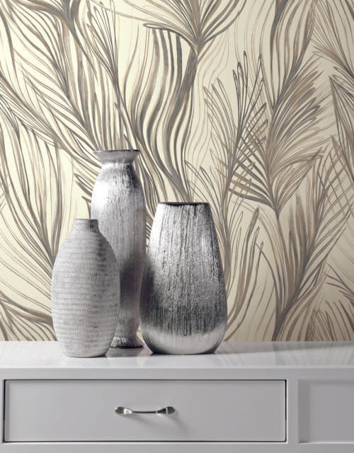 Candice Olson Peaceful Plume Dark Grey Wallpaper