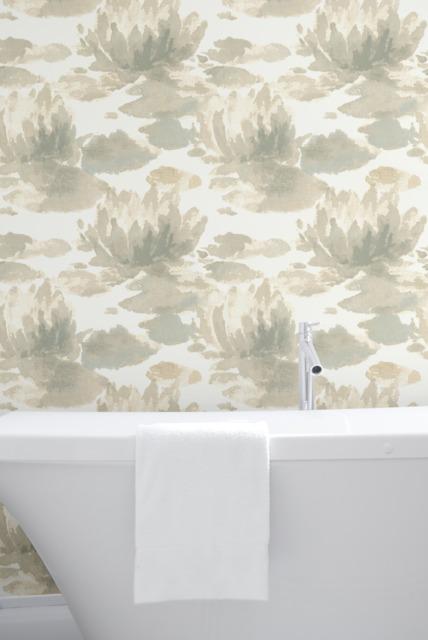 Candice Olson Water Lily Grey Wallpaper