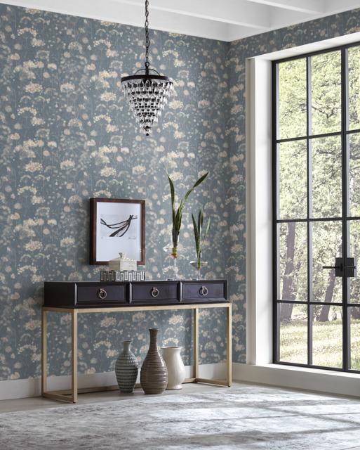 Candice Olson Botanical Fantasy Dark Blue Wallpaper