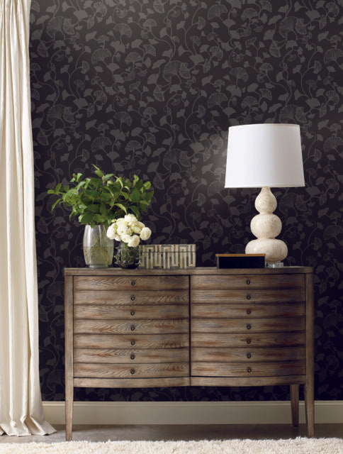 Candice Olson Gingko Trail Black Wallpaper