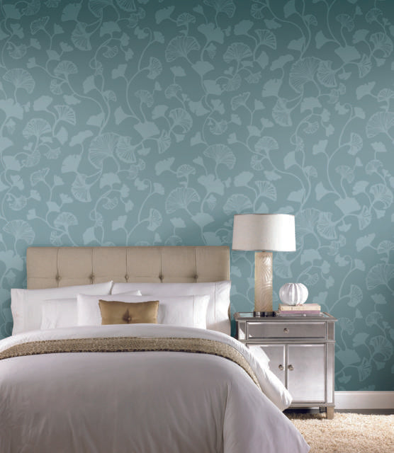 Candice Olson Gingko Trail Blue Wallpaper