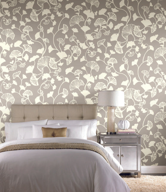 Candice Olson Gingko Trail Silver Wallpaper