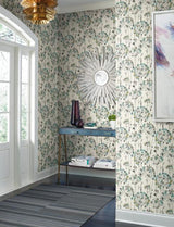 Candice Olson Flourish white/turquoise/grey/black/metallic gold Wallpaper