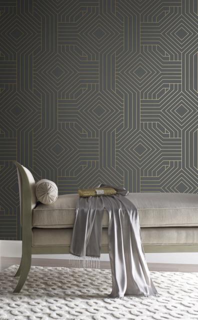 Candice Olson Diverging Diamonds Dark Gray Wallpaper