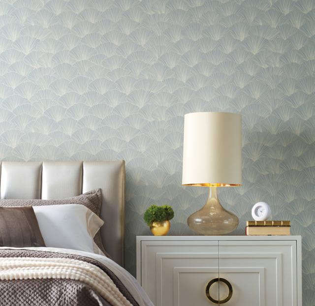 Candice Olson Luminous Ginkgo Blue Wallpaper